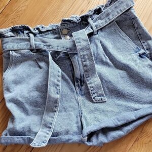 Denim Belted Shorts